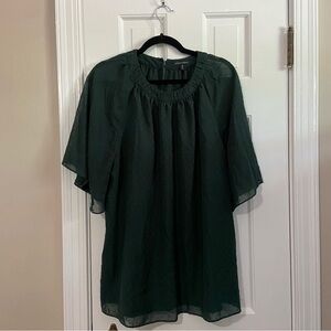 Universal Standard Alex Short Sleeve Shirred Top - Evergreen - Size 18-20